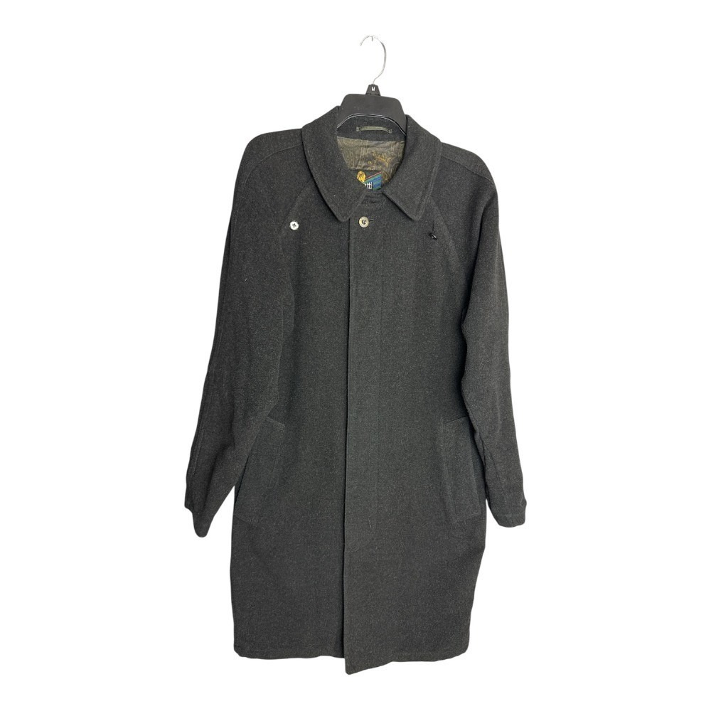 Bugatti Vintage Mens Wool Cashmere Overcoat Charcoal Gray Size 44 Car Coat